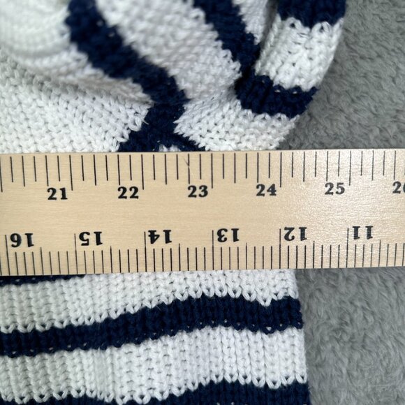 J. Crew Striped Button Mockneck Cotton Pullover Sweater White Blue XXL - Picture 8 of 10